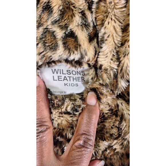 WILSONS LEATHER Coat Girls L Reversible Leopard Print Faux Fur Lined Winter Y2K - Picture 6 of 16
